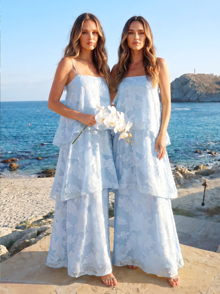 A-Line/Princess Sleeveless Spaghetti Straps Floor-Length Bridesmaid Dresses with Ruffles