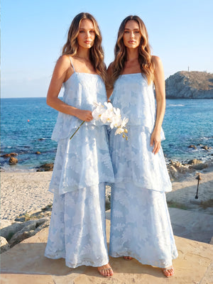 A-Line/Princess Sleeveless Spaghetti Straps Floor-Length Bridesmaid Dresses with Ruffles