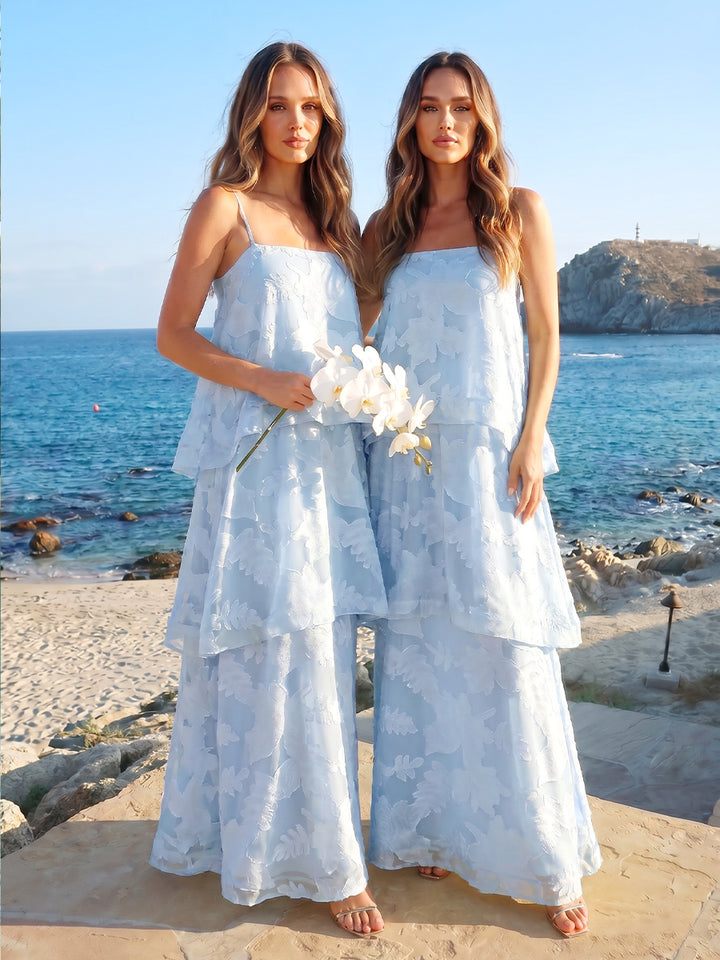 A-Line/Princess Sleeveless Spaghetti Straps Floor-Length Bridesmaid Dresses with Ruffles