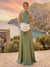 A-Line/Princess Halter Sleeveless Floor-Length Bridesmaid Dresses with Ruched