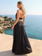 A-Line/Princess Halter Sleeveless Floor-Length Bridesmaid Dresses with Pleats