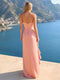 A-Line/Princess Spaghetti Straps Sleeveless Long Bridesmaid Dresses with Split Side & Ruffles