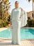 A-Line/Princess Scoop 3/4 Sleeves Floor-Length Long Plus Size Bridesmaid Dresses with Ruffles
