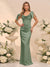 Trumpet/Mermaid Cowl Neck Sleeveless Floor-Length Bridesmaid Dresses With Bowknot & Ruched