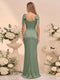 Trumpet/Mermaid Cowl Neck Sleeveless Floor-Length Plus Size Bridesmaid Dresses With Bowknot & Ruched