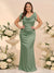 Trumpet/Mermaid Cowl Neck Sleeveless Floor-Length Plus Size Bridesmaid Dresses With Bowknot & Ruched