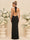 Sheath/Column Halter Sleeveless Floor-Length Bridesmaid Dresses with Ruched