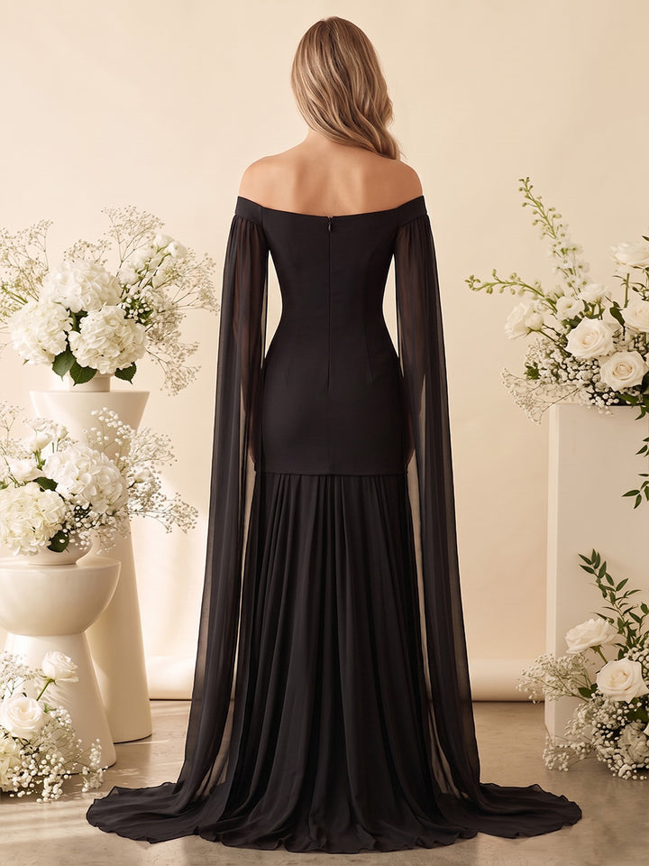 A-Line/Princess Off-the-Shoulder Floor-Length Bridesmaid Dresses with Pleats