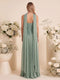 A-Line/Princess Strapless Sleeveless Floor-Length Bridesmaid Dresses with Split Side & Pleats & Scarf