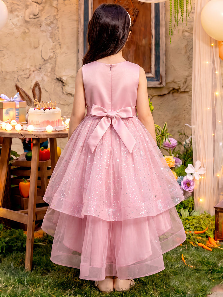 A-Line/Princess Scoop Sleeveless Sequin Asymmetrical Flower Girl Dresses with Sequins &amp; Tiered