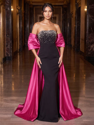 Trumpet/Mermaid Strapless Half Sleeves Floor-Length Evening Dresses with Sequins