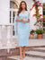 Sheath/Column V-Neck Sleeveless Tea-Length Cocktail Dresses With Flower & Lace