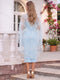 Sheath/Column V-Neck Sleeveless Tea-Length Cocktail Dresses With Flower & Lace