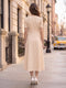 A-Line/Princess Scoop Short Sleeves Tea-Length Cocktail Dresses With Keyhole & Rhinestone