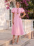 A-Line/Princess Scoop Short Sleeves Tea-Length Cocktail Dresses With Bowknot