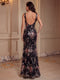 Trumpet/Mermaid V-Neck Sleeveless Floor-Length Evening Dresses With Sequins & Split Side