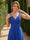 A-Line/Princess V-Neck Sleeveless Asymmetrical Bridesmaid Dresses With Pleats & Rhinestone
