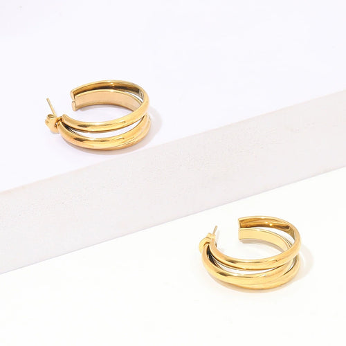 Vintage Stylish Gold Women's Hoop Earrings