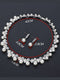 Women's Rhinestone Earrings Necklace Jewelry Set with Pearls