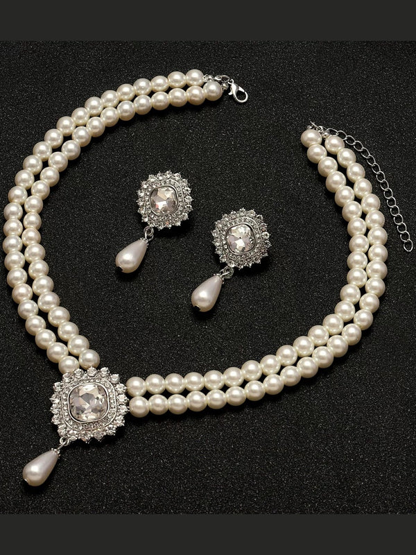 Artificial Luxury Pearls Necklace and Earrings Sets Jewelry for Women