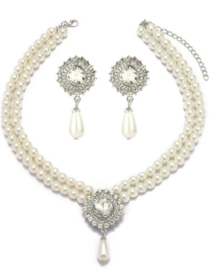 Artificial Luxury Pearls Necklace and Earrings Sets Jewelry for Women