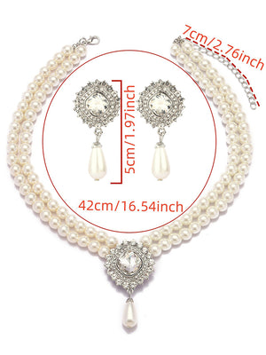 Artificial Luxury Pearls Necklace and Earrings Sets Jewelry for Women