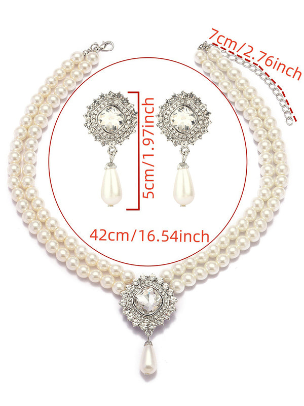 Artificial Luxury Pearls Necklace and Earrings Sets Jewelry for Women