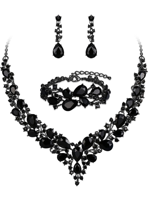 Women's Luxurious Rhinestones 3 Pieces Jewelry Sets