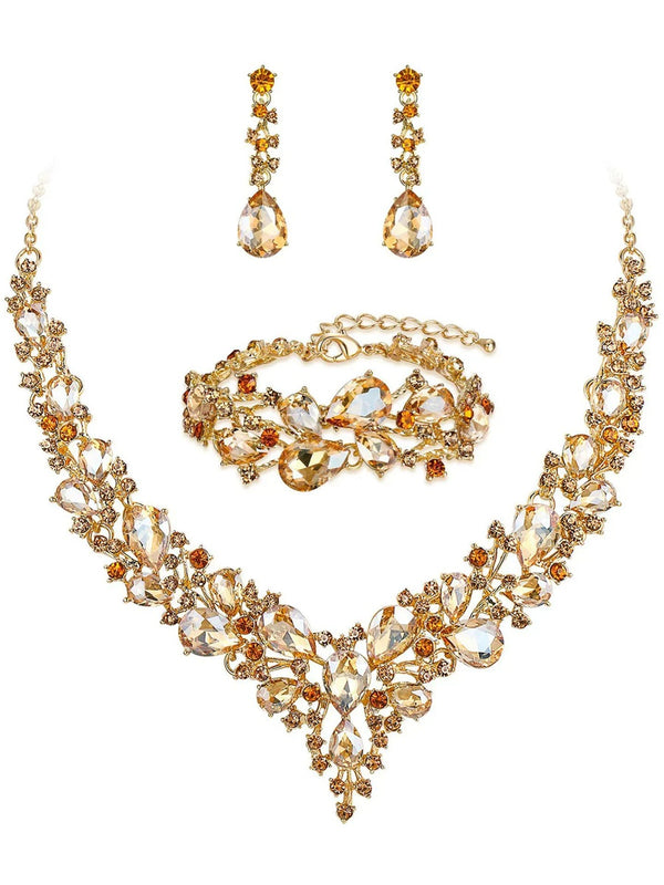 Women's Luxurious Rhinestones 3 Pieces Jewelry Sets