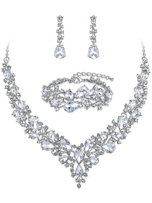 Women's Luxurious Rhinestones 3 Pieces Jewelry Sets