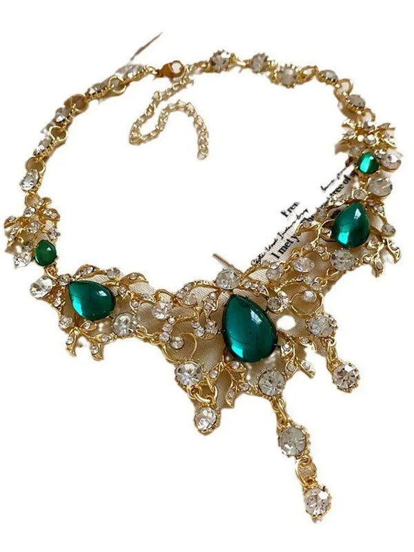 Stylish Necklace Earrinngs Jewelry Set with Delicated Rhinestone