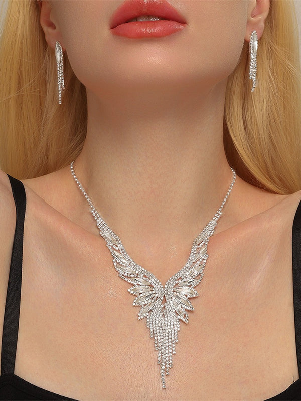 Women's Versatile Luxury Tassel Necklace and Earrings Jewelry Set