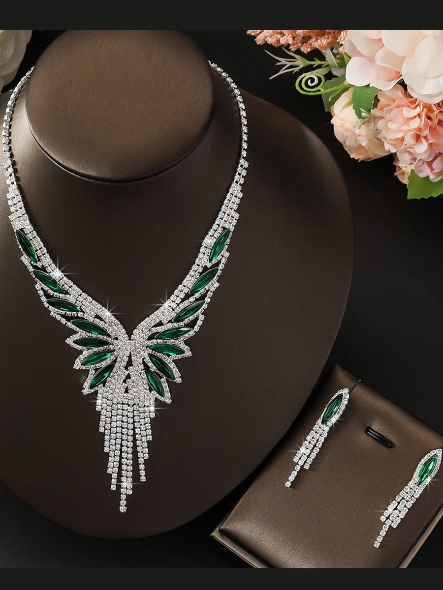 Women's Versatile Luxury Tassel Necklace and Earrings Jewelry Set