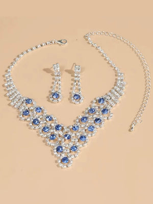 Women's Shiny Crystal Necklace Earrings Delicated Jewelry Set