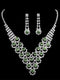 Women's Shiny Crystal Necklace Earrings Delicated Jewelry Set