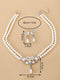 Elegant Women's White Pearl Earrings Necklace Set