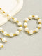 Women's High-End Necklace Earrings Bracelet Jewelry Set with Pearls