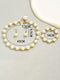 Women's High-End Necklace Earrings Bracelet Jewelry Set with Pearls
