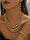 Women's Retro Tiered Beaded Necklace Earrings Bracelet Jewelry Set