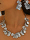 Women's Ginkgo Leaf Necklace Earrings Jewelry Set with Ruffles
