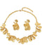 Women's Ginkgo Leaf Necklace Earrings Jewelry Set with Ruffles