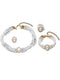 White Women's Alloy Jewelry Set with Pearls & Crystals