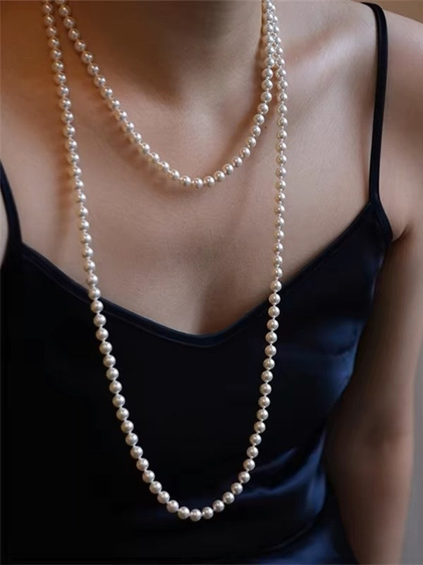 Stylish Minimalist Women's Long Pearl Necklace
