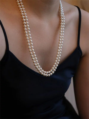 Stylish Minimalist Women's Long Pearl Necklace