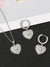 Vintage Heart-Shape Micro-Pave Zirconia Earrings and Pendant Necklace Set
