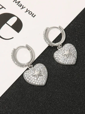 Vintage Heart-Shape Micro-Pave Zirconia Earrings and Pendant Necklace Set