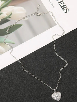 Vintage Heart-Shape Micro-Pave Zirconia Earrings and Pendant Necklace Set