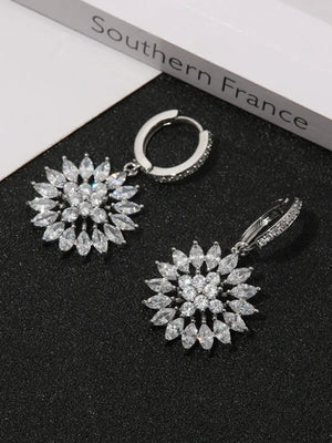 Versatile Zirconia Sunflower Earrings and Pendant Set