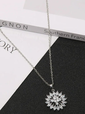 Versatile Zirconia Sunflower Earrings and Pendant Set