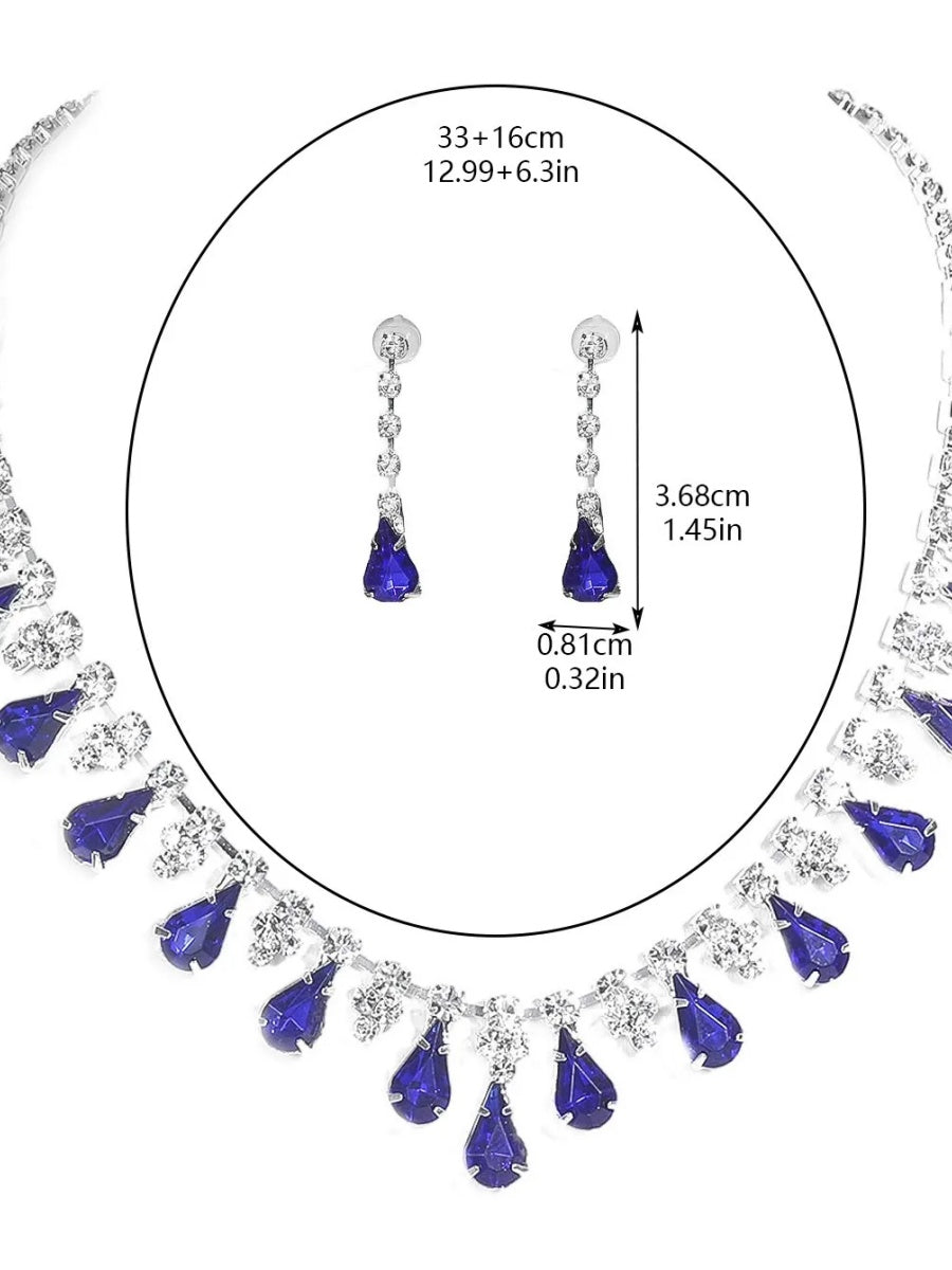 Minimalist Bridal Crystal Necklace and Earrings Set